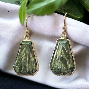 RARE Faceted Natural Seraphinite Sterling Silver Earrings